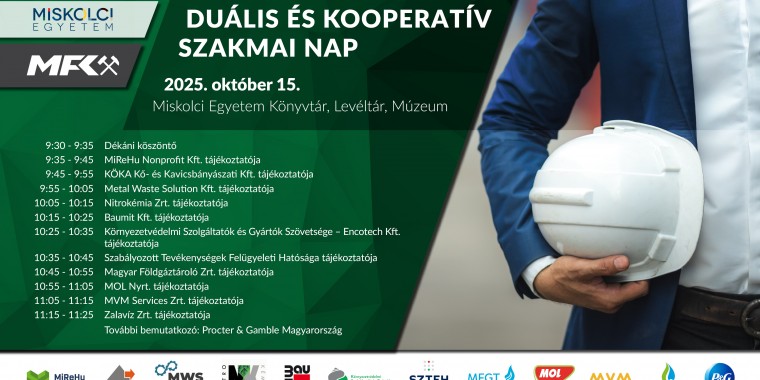 Szeretettel meghívunk Benneteket a Műszaki Föld- és Környezettudományi Kar Duális és Kooperatív Szakmai Napjára!